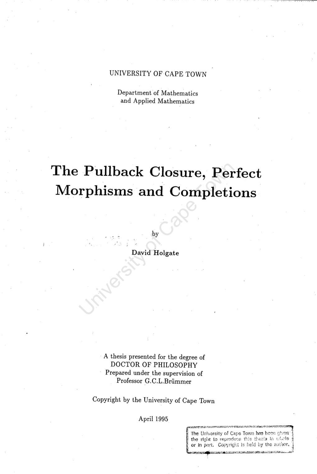 The Pullback Closure, Perfect Morphisms and Completions