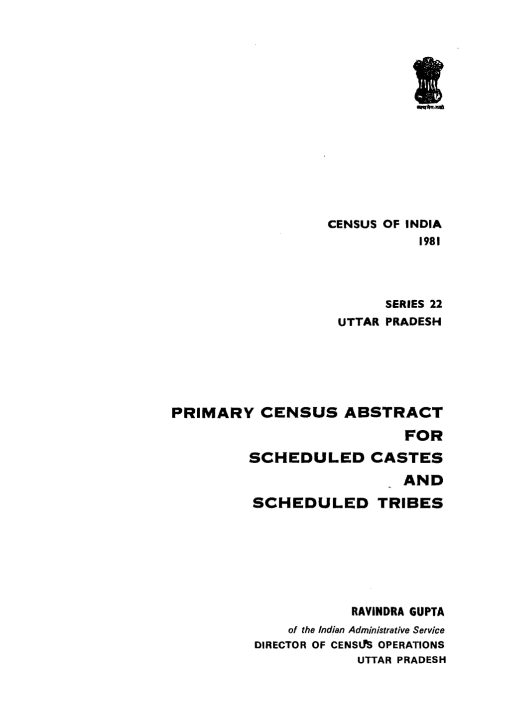 Primary Census Abstract for Scheduled Castes and Scheduled Tribes