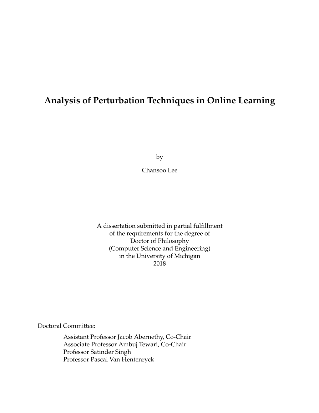 Analysis of Perturbation Techniques in Online Learning