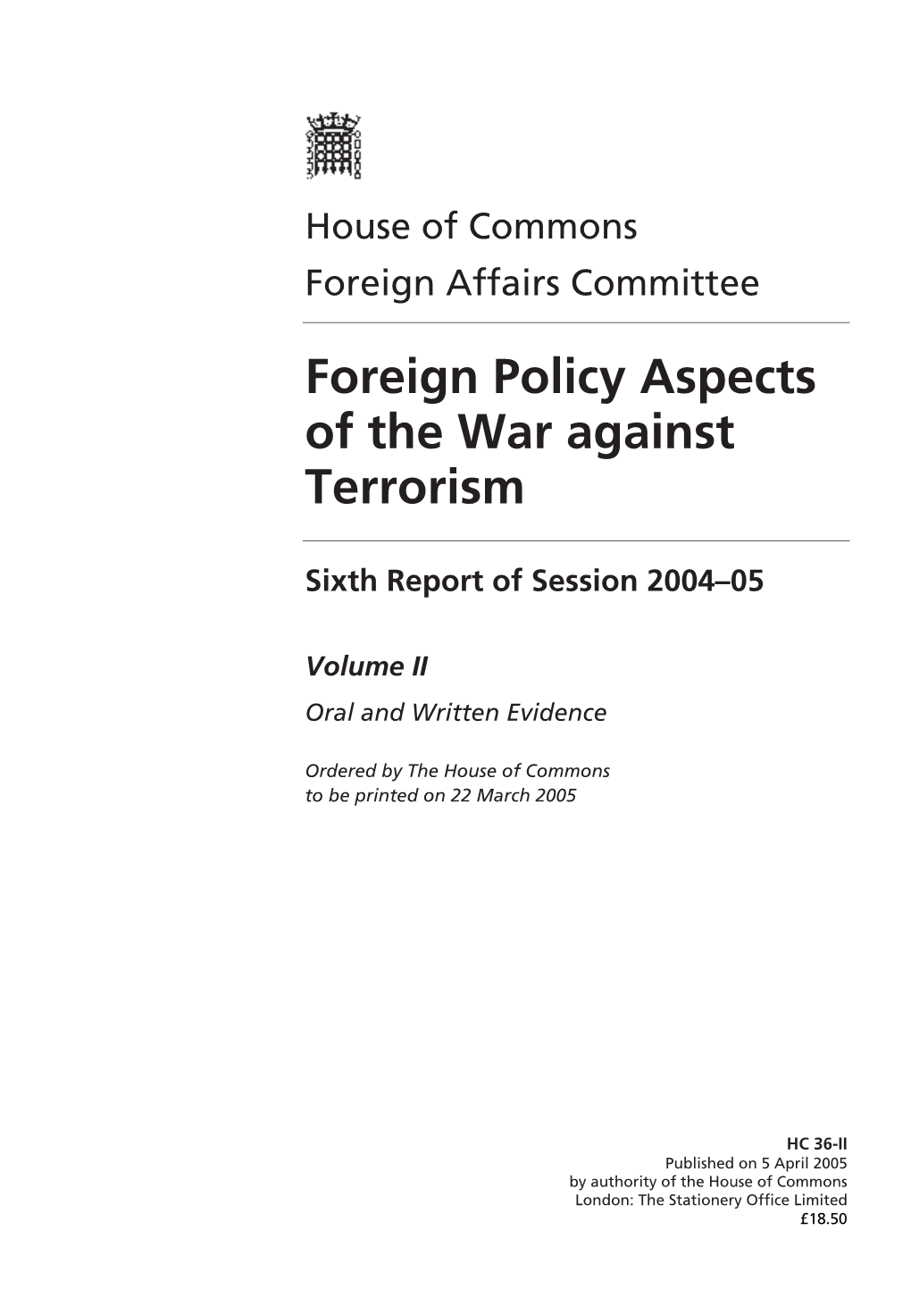 Foreign Policy Aspects of the War Against Terrorism