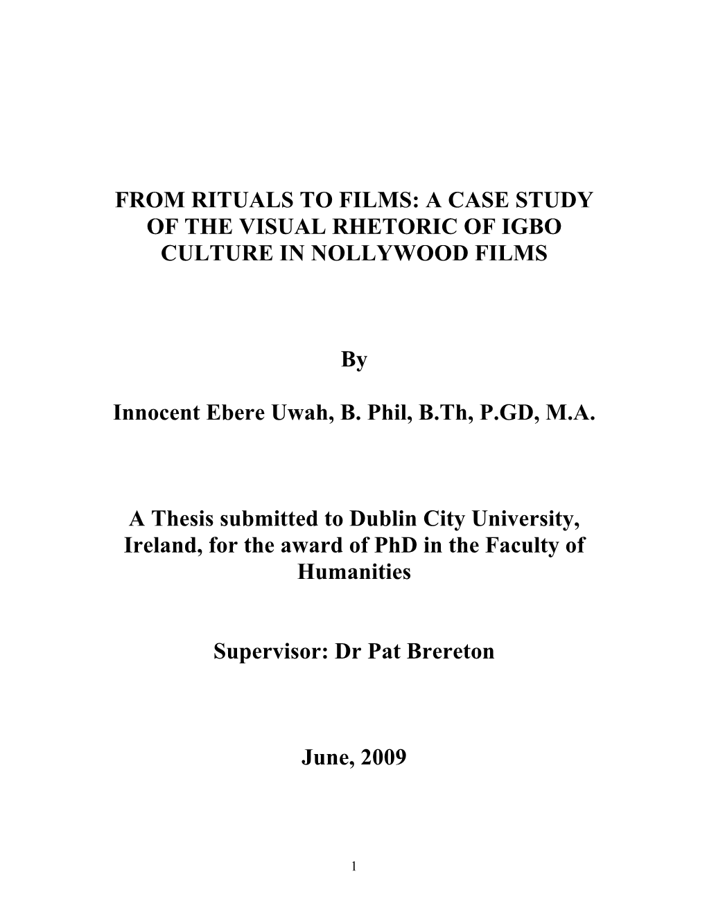 From Rituals to Films: a Case Study of the Visual Rhetoric of Igbo Culture in Nollywood Films