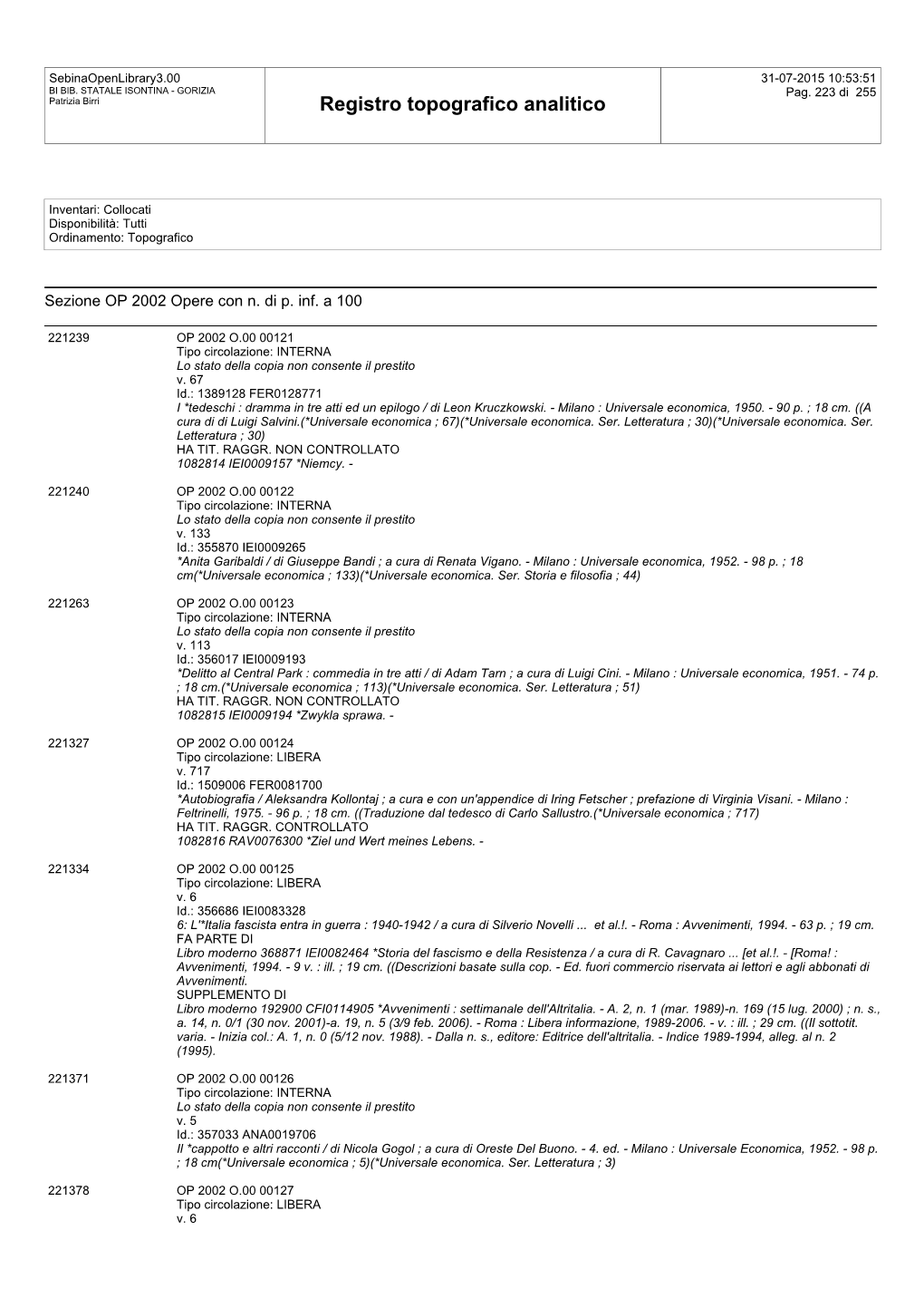 Registro Topografico Analitico