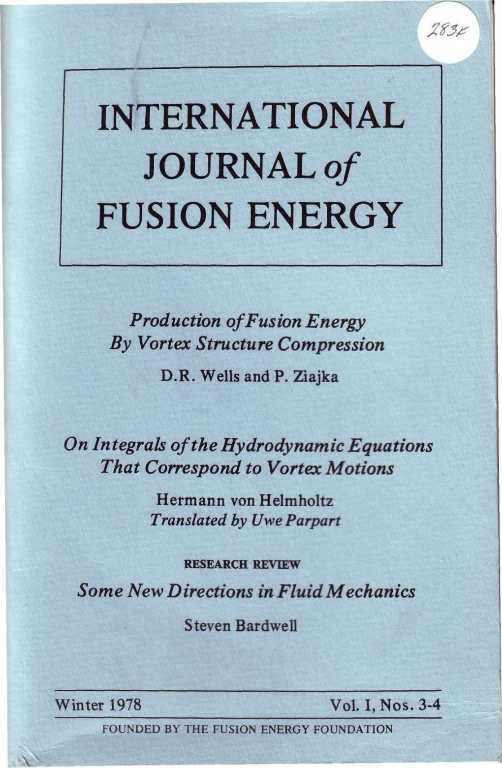 INTERNATIONAL JOURNAL of FUSION ENERGY