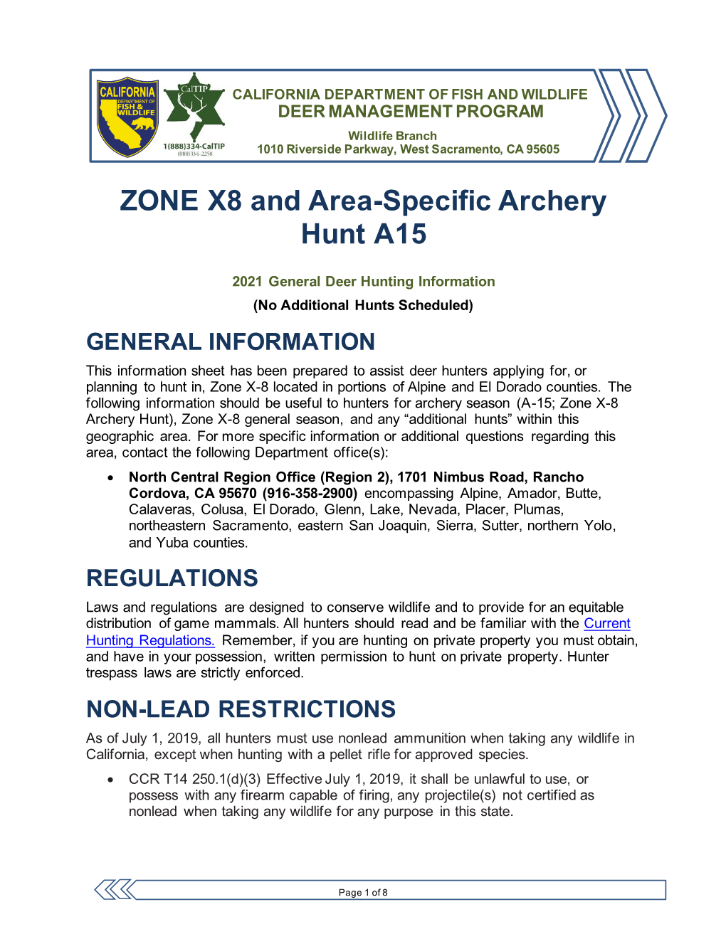 2021 X8 and A15 Zone Hunt Info