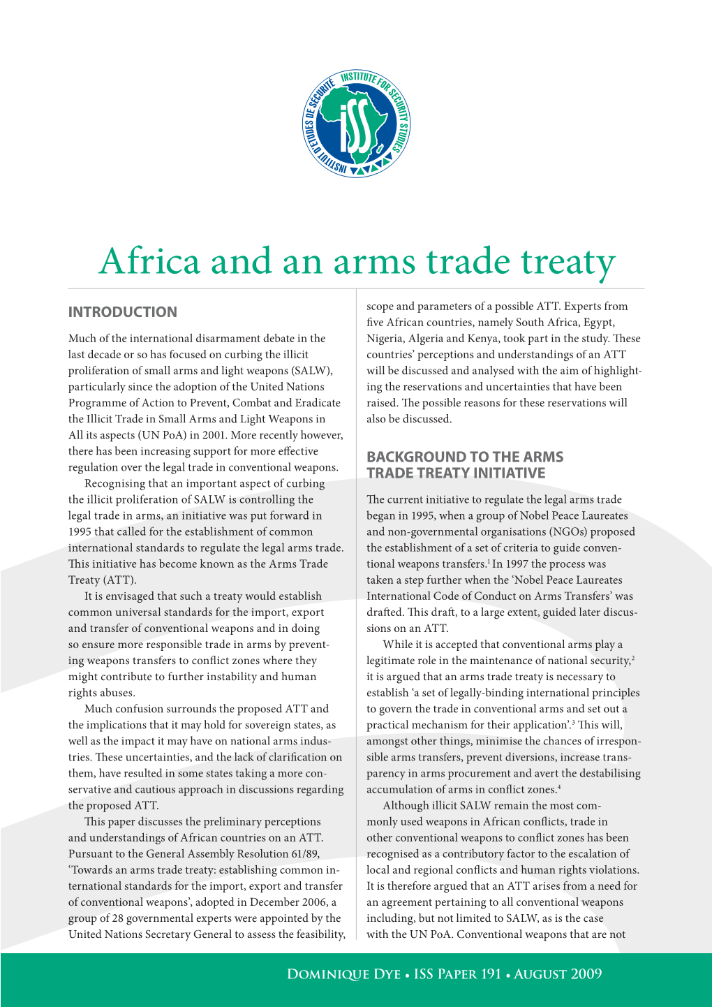 Africa and an Arms Trade Treaty