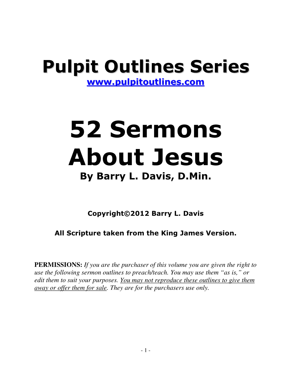 52 Sermons About Jesus by Barry L