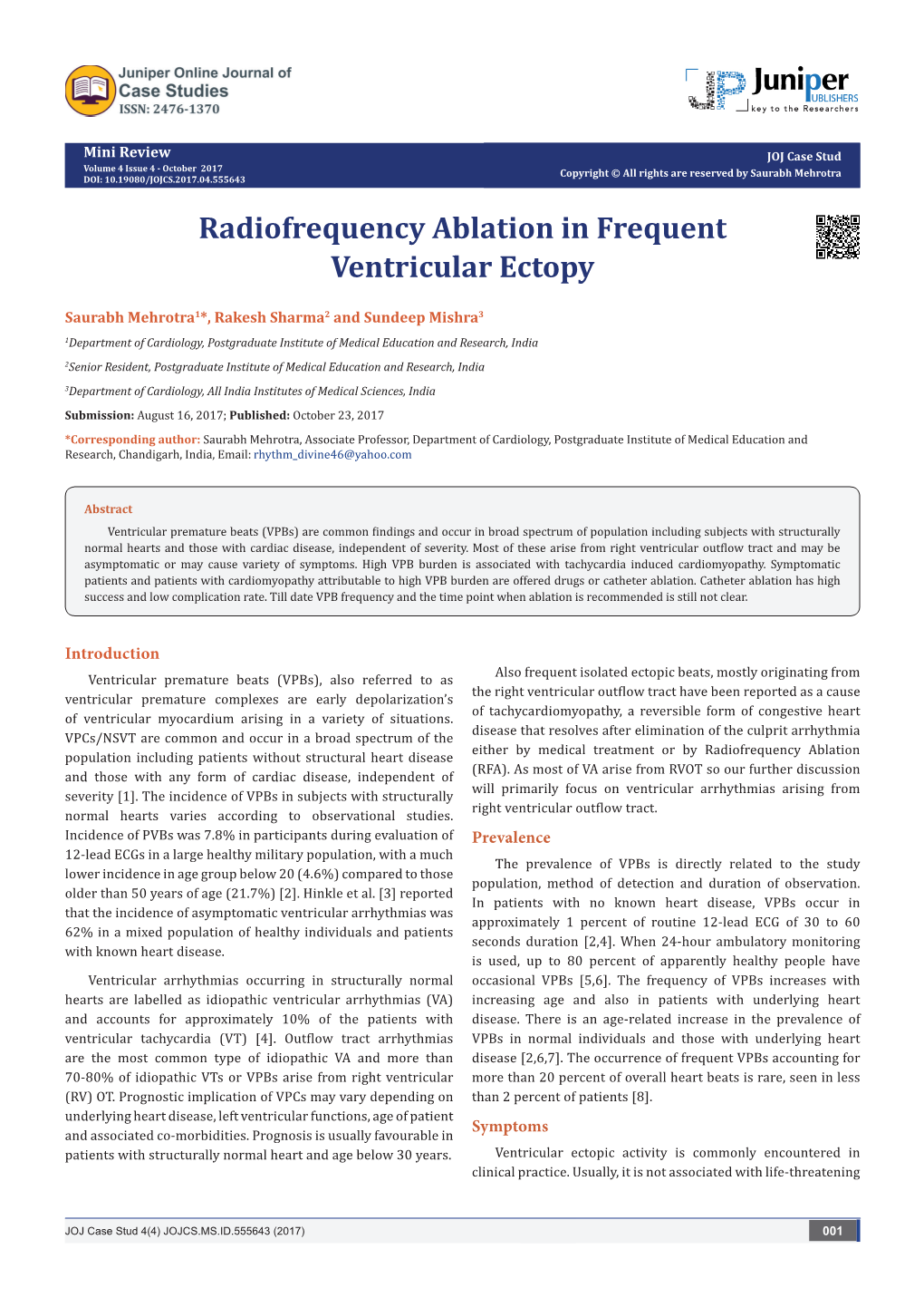 Radiofrequency Ablation in Frequent Ventricular Ectopy