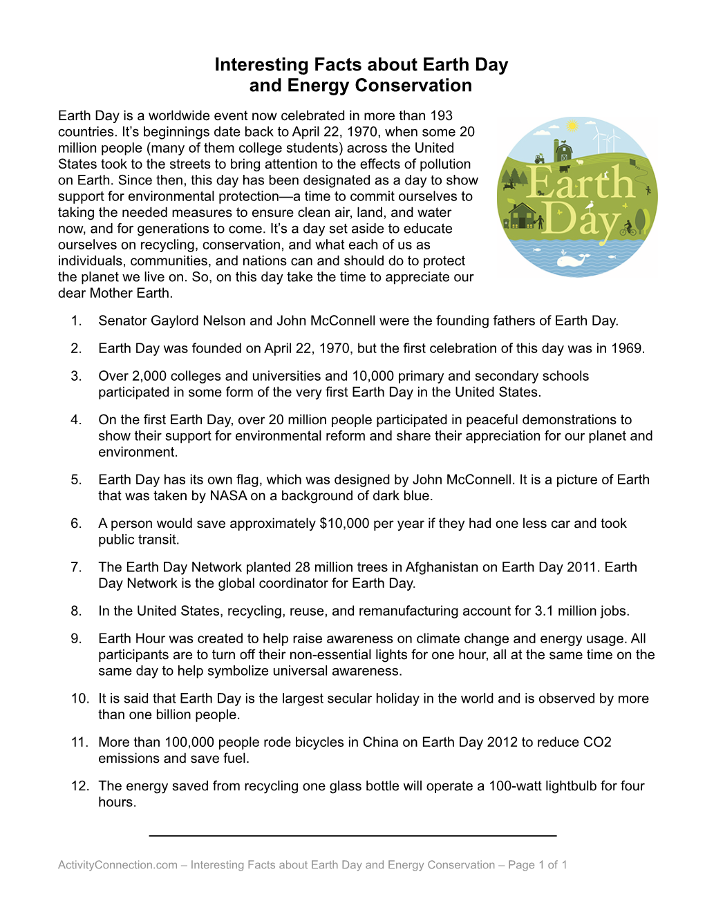 Interesting Facts About Earth Day and Energy Conservation