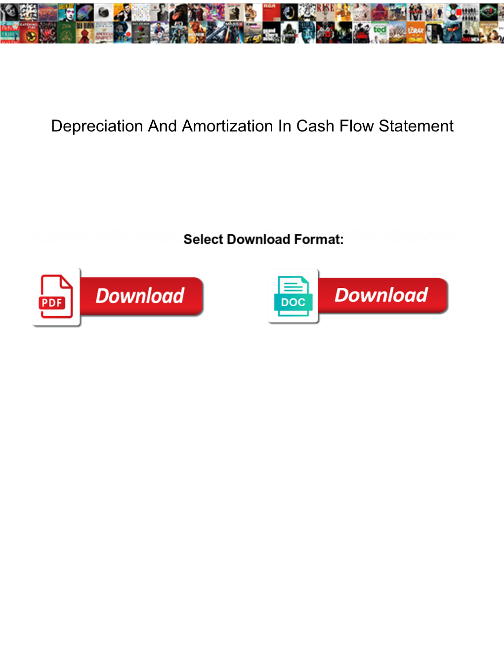 Depreciation and Amortization in Cash Flow Statement