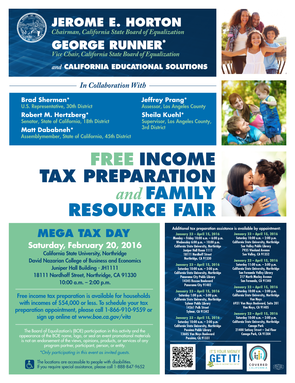 FREE INCOME TAX PREPARATION and FAMILY RESOURCE FAIR