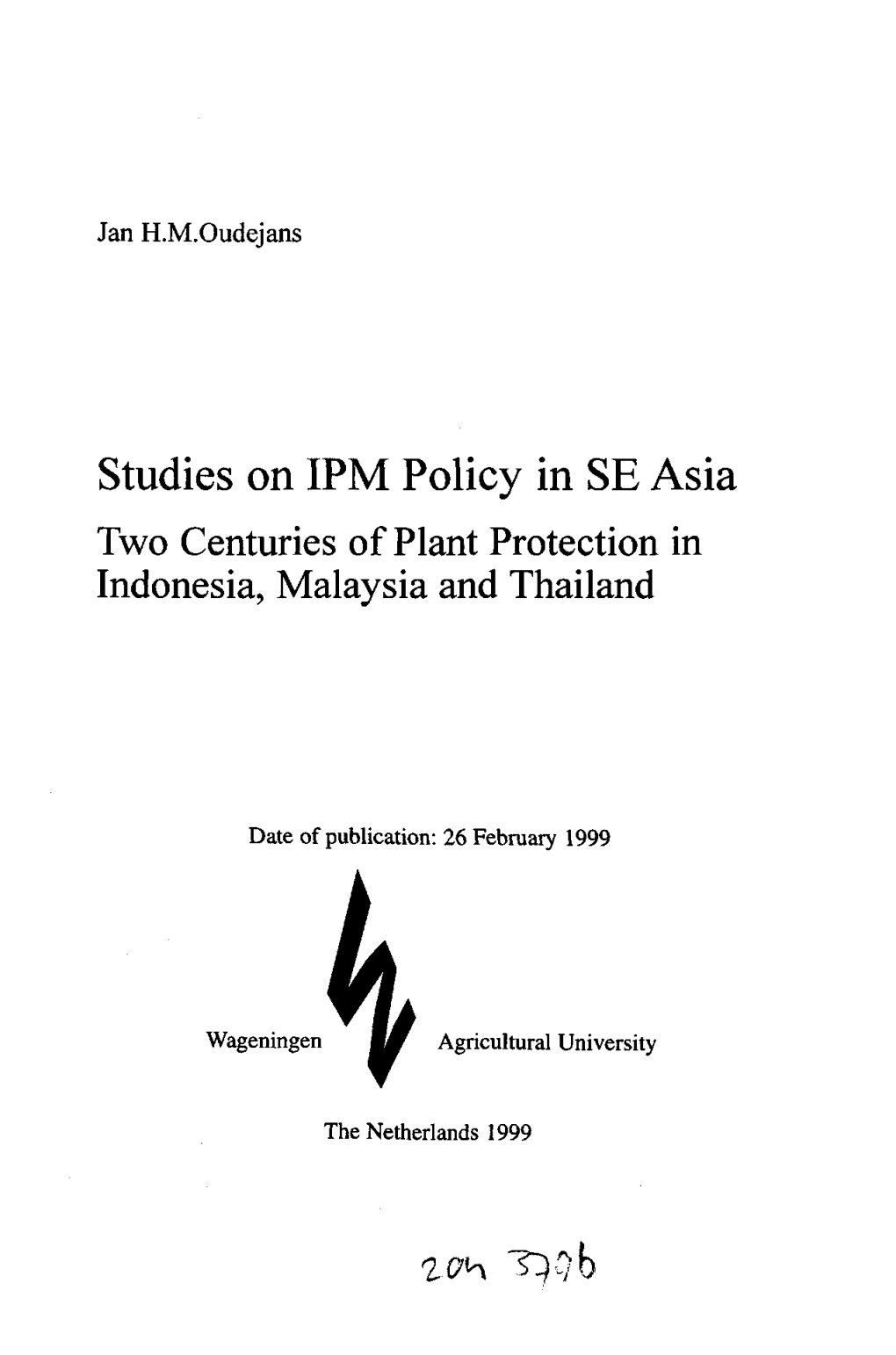 Studies on IPM Policy in SE Asia