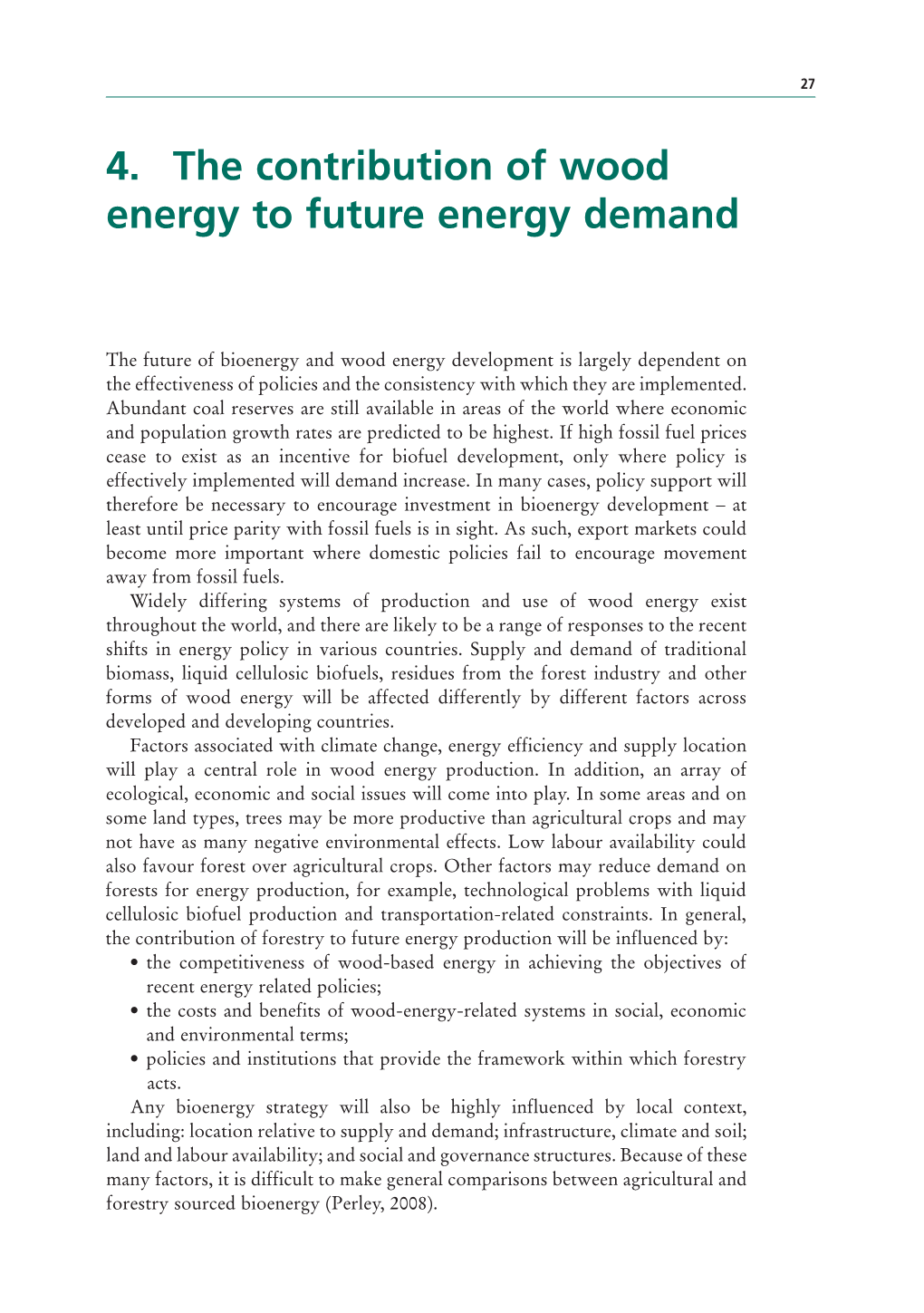 4. the Contribution of Wood Energy to Future Energy Demand