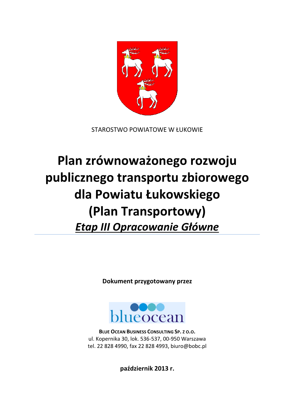 Plan Zrównoważoneg Publicznego Transportu Dla Powiatu Łukow (Plan