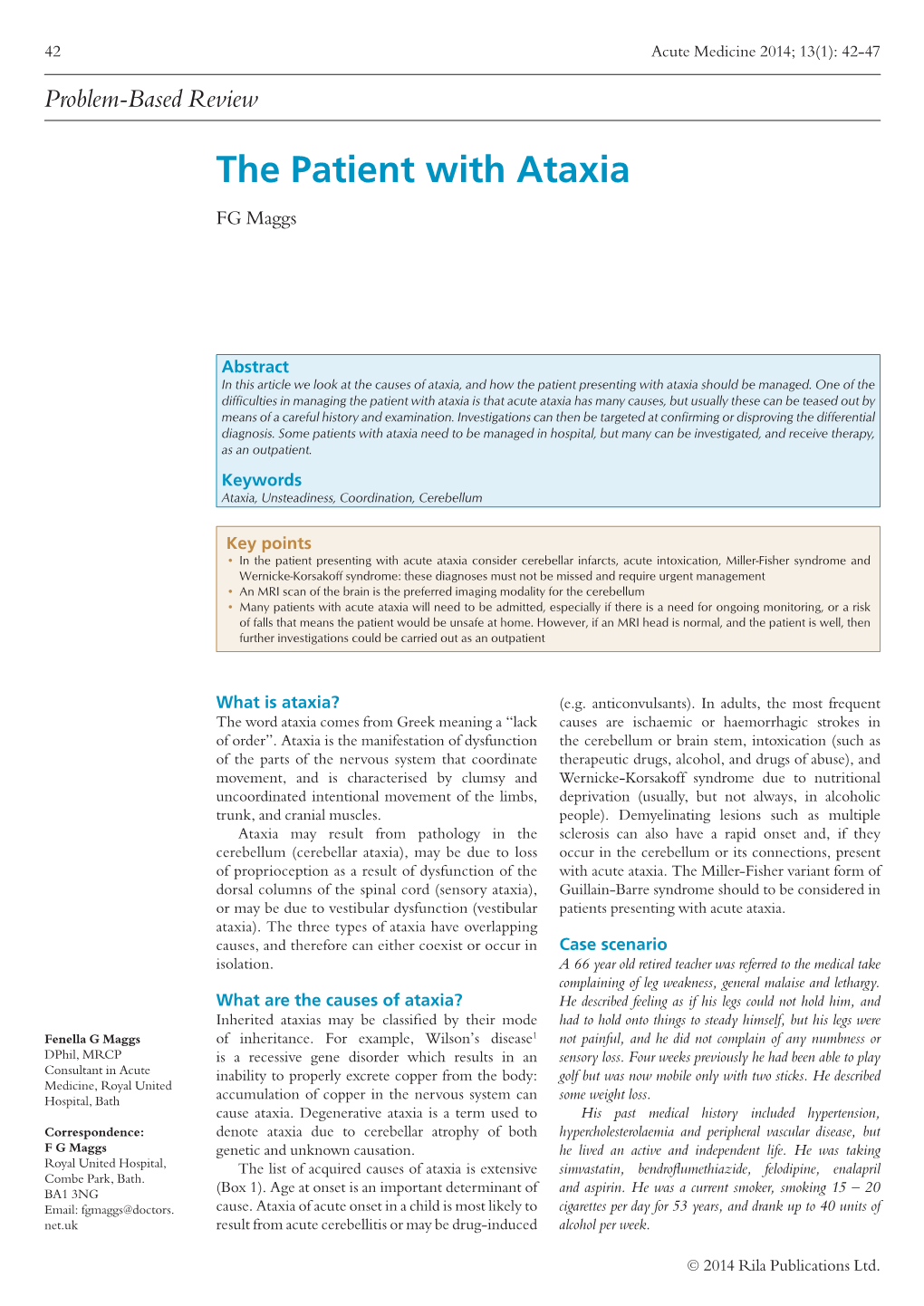 The Patient with Ataxia Saf FG Maggs