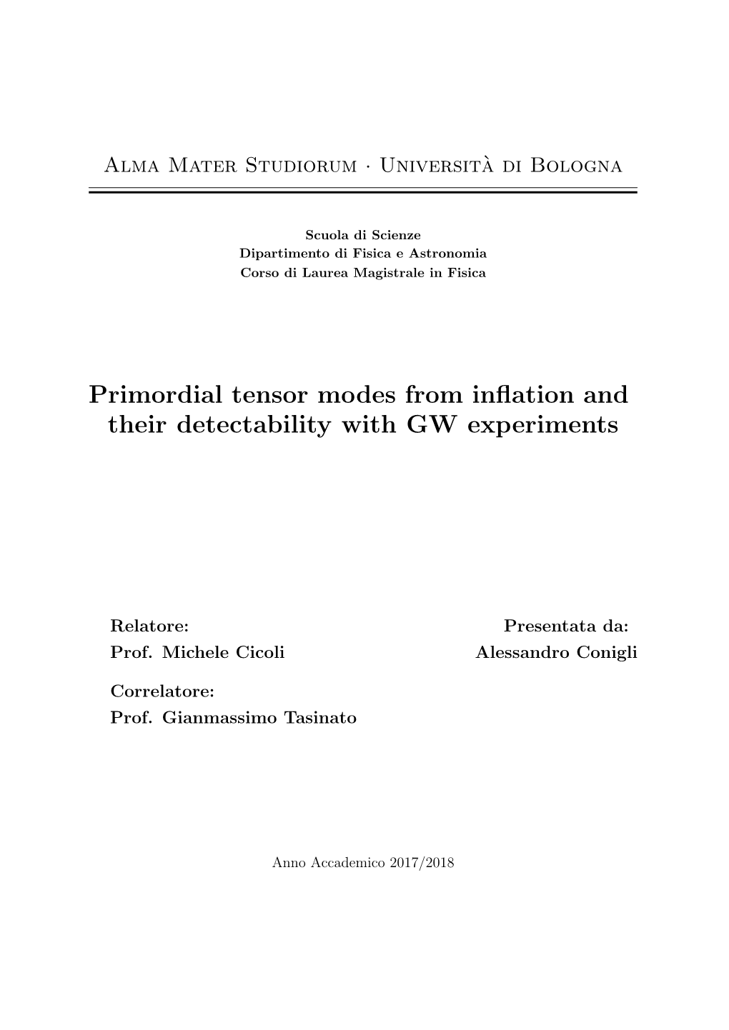 Primordial Tensor Modes from Inflation and Their Detectability with GW