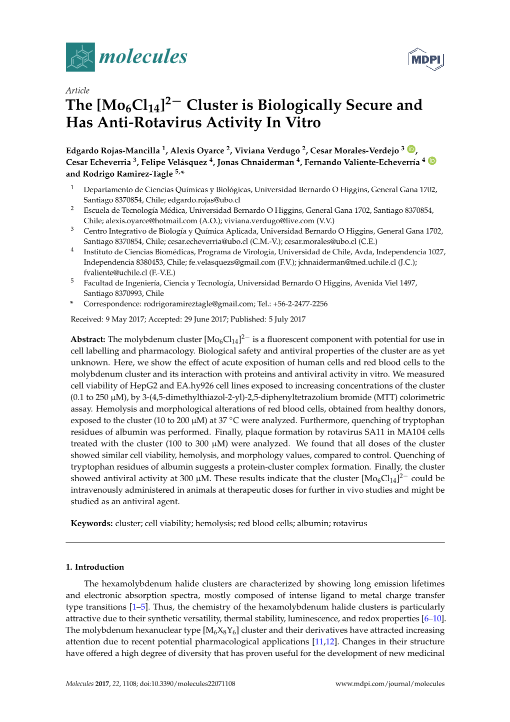 2- Cluster Is Biologically Secure and Has Anti-Rotavirus Activity in Vitro