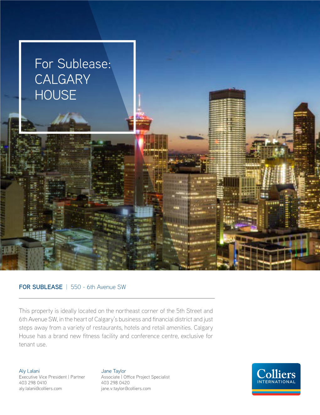 For Sublease: CALGARY HOUSE