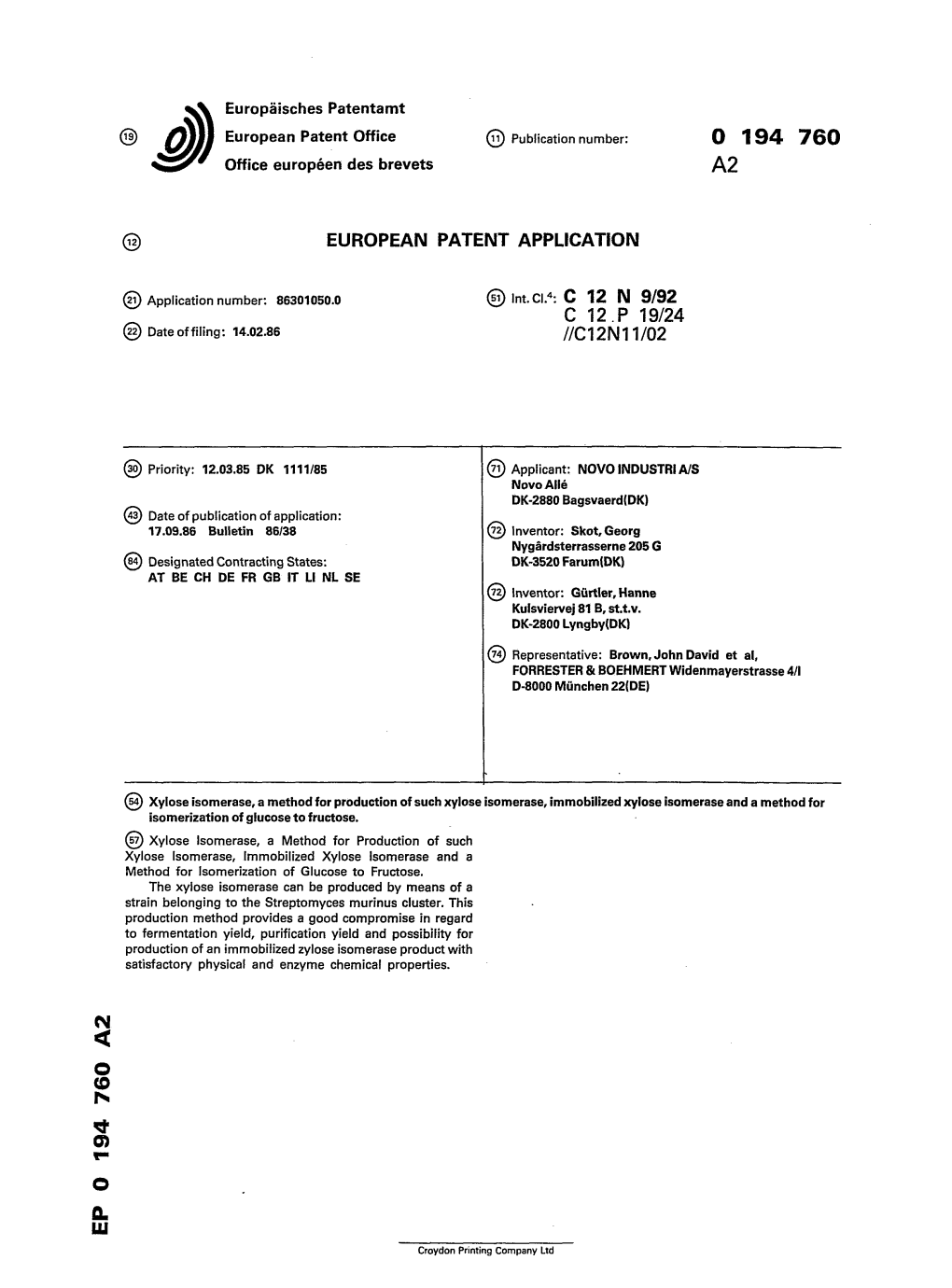 Xylose Isomerase, a Method for Production of Such Xylose Isomerase, Immobilized Xylose Isomerase and a Method for Isomerization of Glucose to Fructose