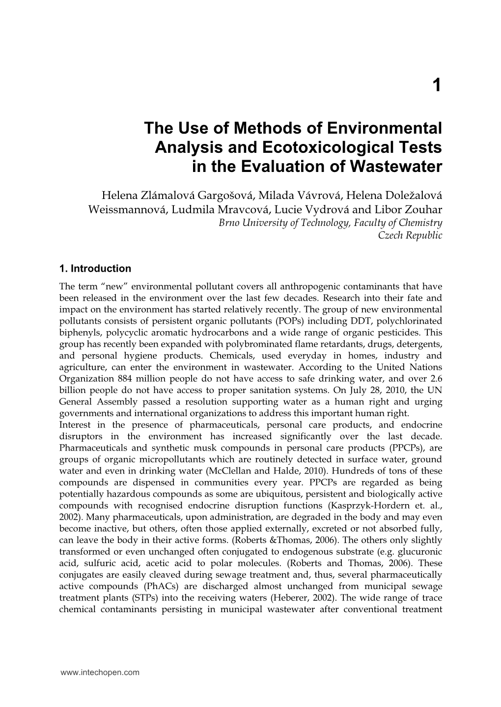 The Use of Methods of Environmental Analysis and Ecotoxicological Tests in the Evaluation of Wastewater