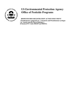 Technical Document for Bacteriophages of Xanthomonas Campestris Pv. Vesicatoria Also Referred to As a BRAD