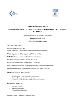 Globalization, Inclusion and Sustainability in a Global Century