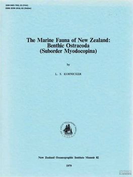 The Marine Fauna of New Zealand: Benthic Ostracoda (Suborder Myodocopina)