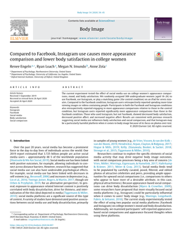 Compared to Facebook, Instagram Use Causes More Appearance Comparison and Lower Body Satisfaction in College Women