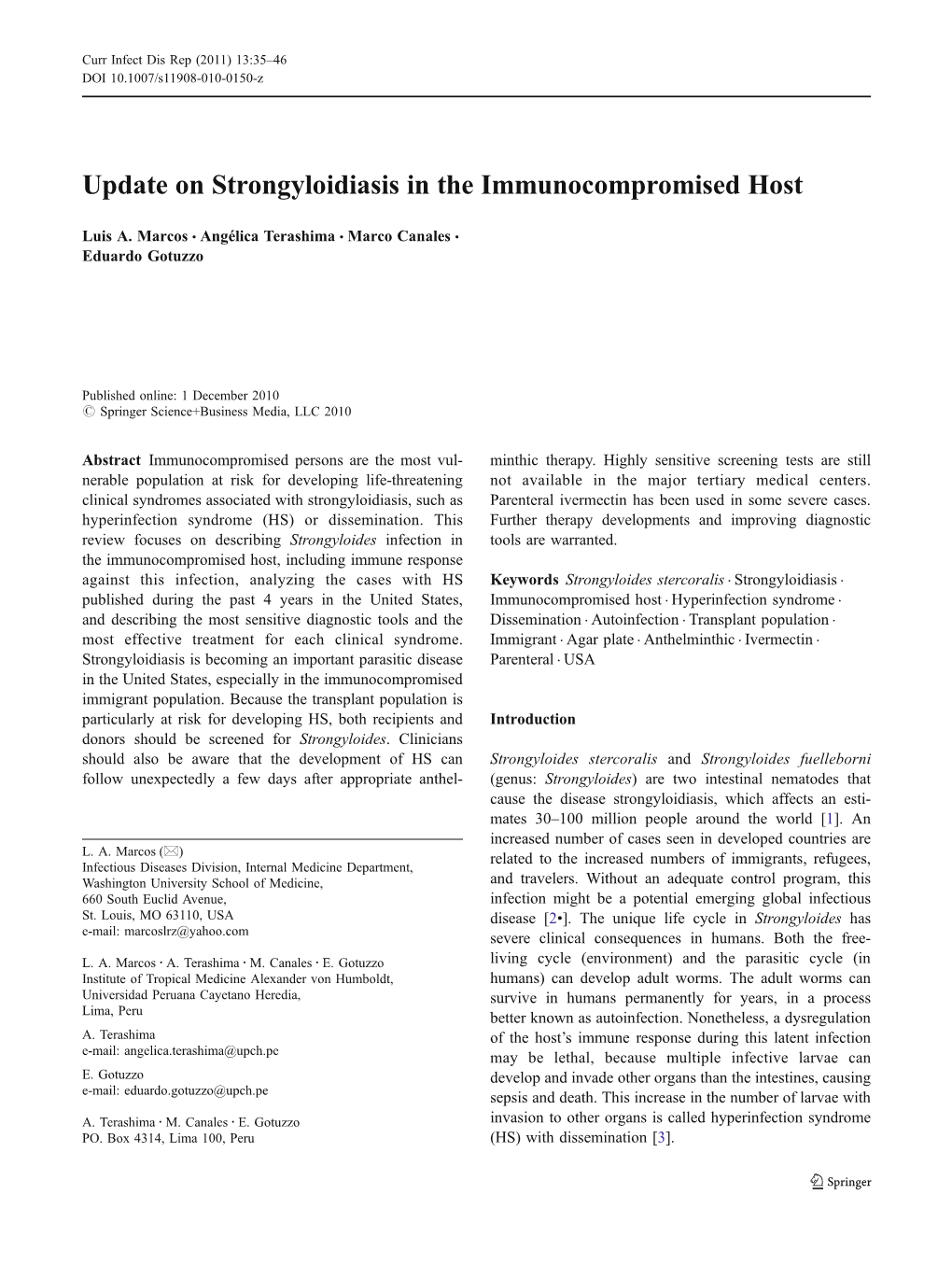 Update on Strongyloidiasis in the Immunocompromised Host