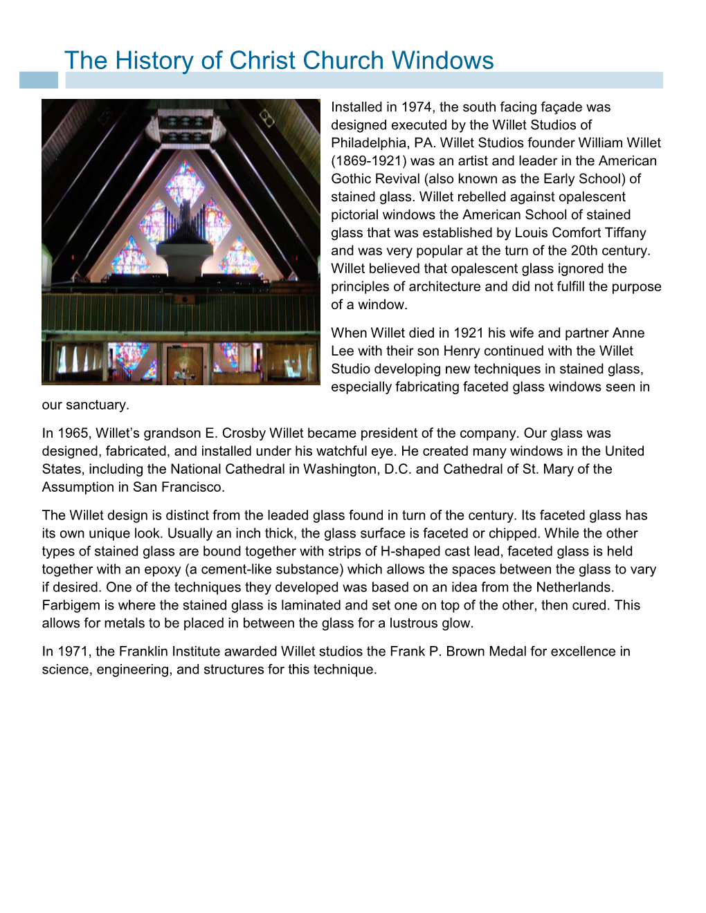 The History of Christ Church Windows