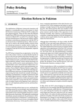 Election Reform in Pakistan