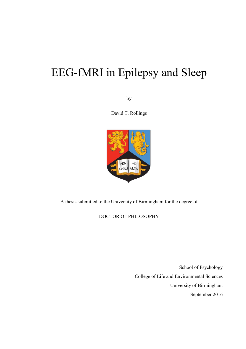 EEG-Fmri in Epilepsy and Sleep