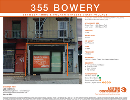 355 Bowery Between Third & Fourth Streets | East Village