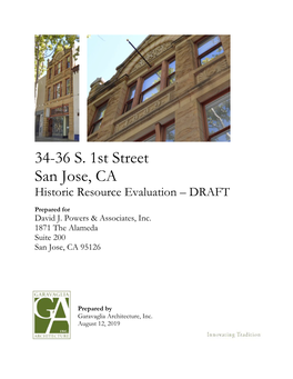 34-36 S. 1St Street San Jose, CA Historic Resource Evaluation – DRAFT