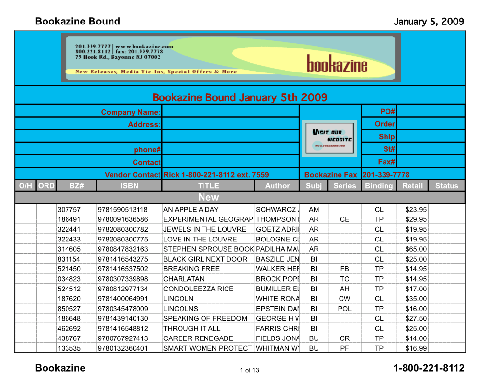 Bookazine Bound (January 5 2009)