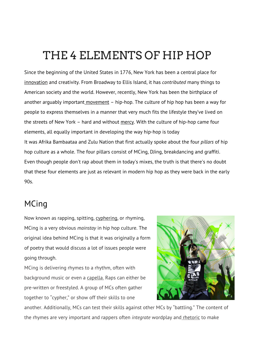 The 4 Elements of Hip Hop