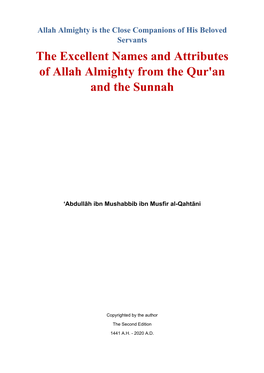 The Excellent Names and Attributes of Allah Almighty from the Qur'an and the Sunnah