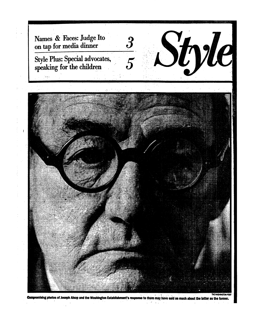 Compromising Photos of Joseph Alsop and the Washington Estaldithment's Response to Them May MIS() Said As Much About the Latter As the Fernier