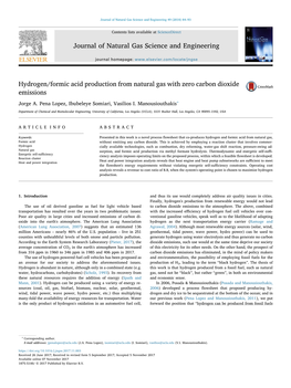 Hydrogen/Formic Acid Production from Natural Gas with Zero Carbon Dioxide Emissions MARK