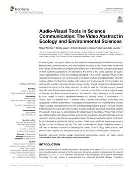 The Video Abstract in Ecology and Environmental Sciences