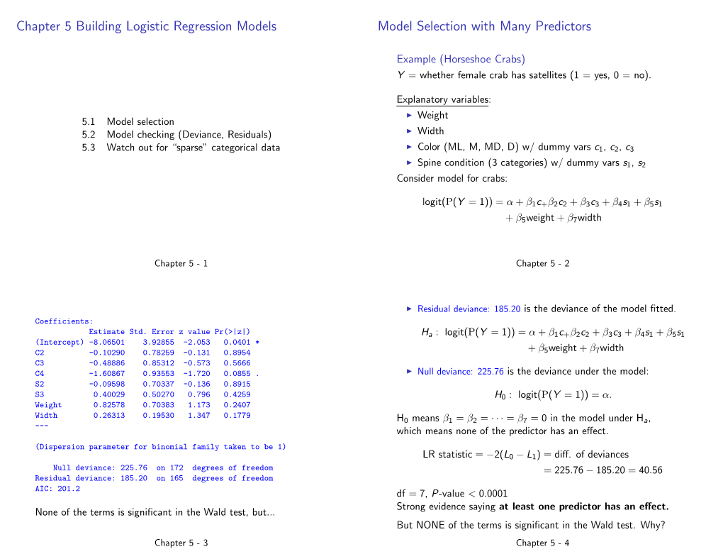 Chapter 5 Building Logistic Regression Models Model Selection with Many Predictors