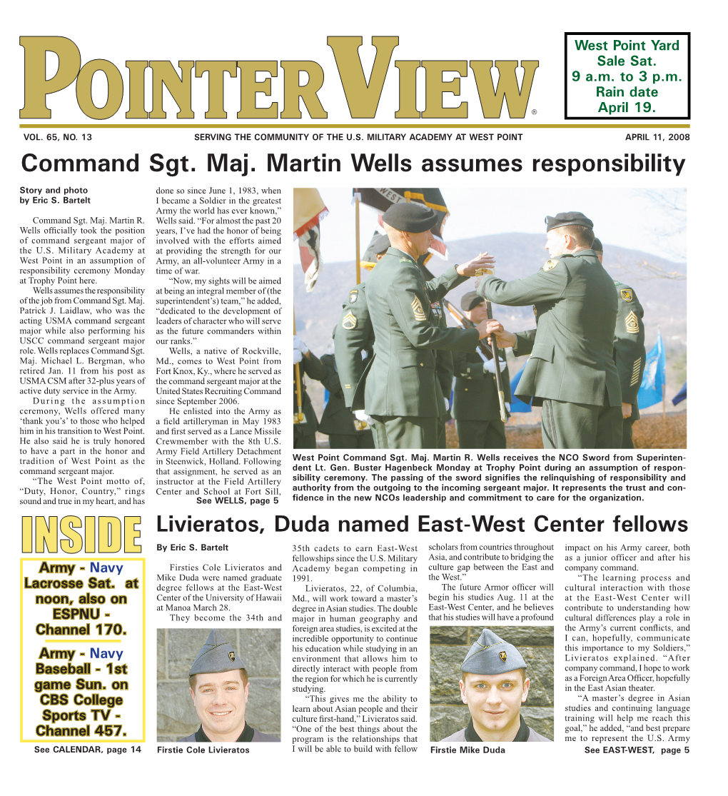 Command Sgt. Maj. Martin Wells Assumes Responsibility