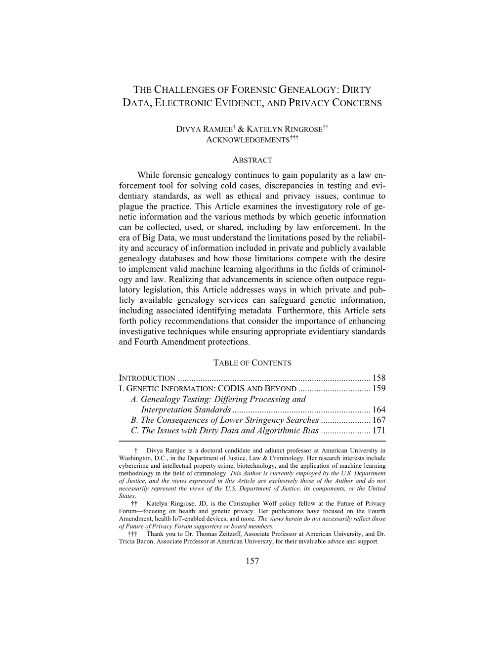 The Challenges of Forensic Genealogy: Dirty Data, Electronic Evidence, and Privacy Concerns