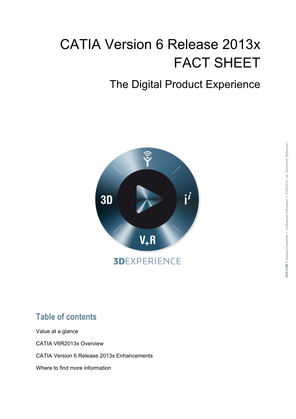 CATIA Version 6 Release 2013X FACT SHEET the Digital Product Experience