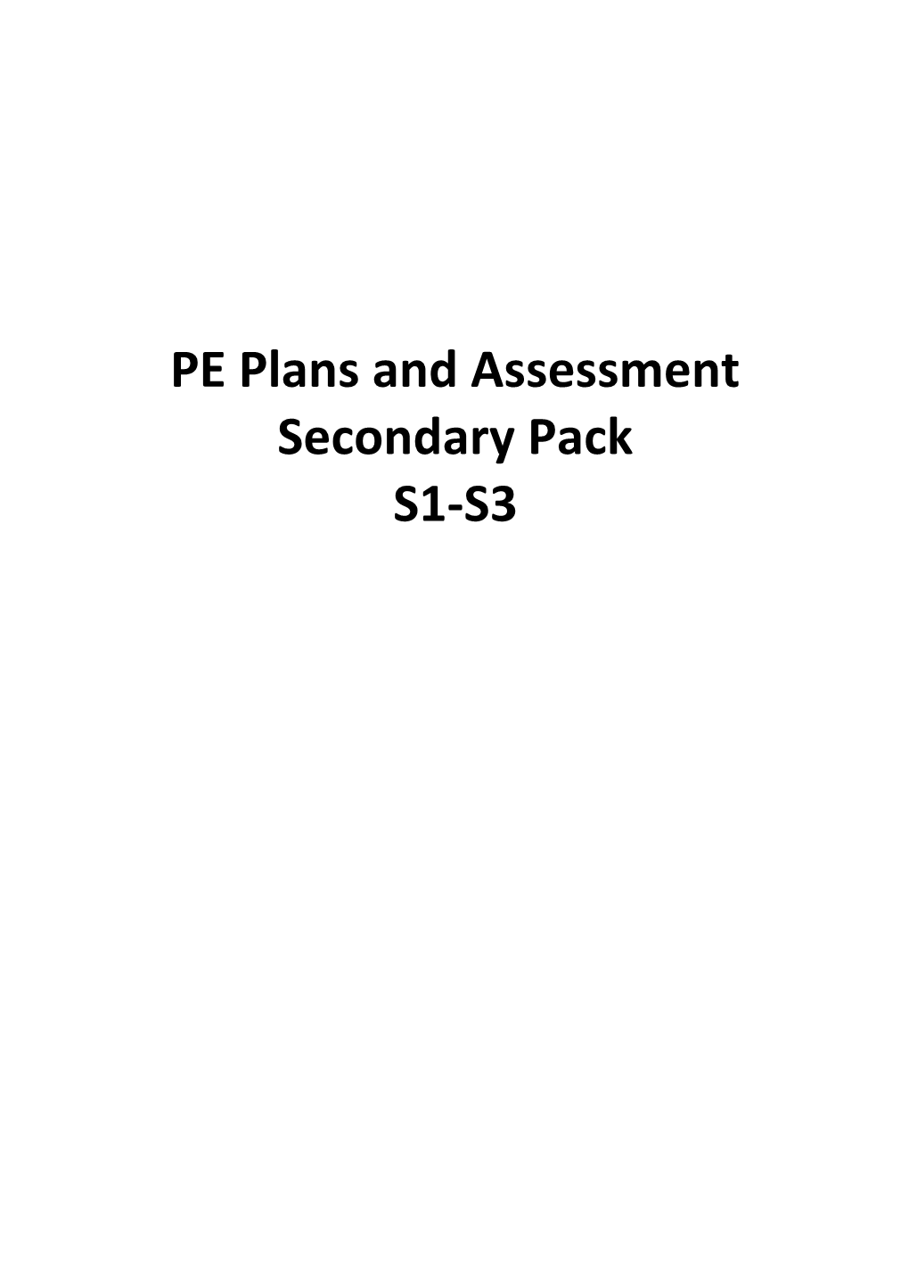 PE Plans And Assessment Secondary Pack