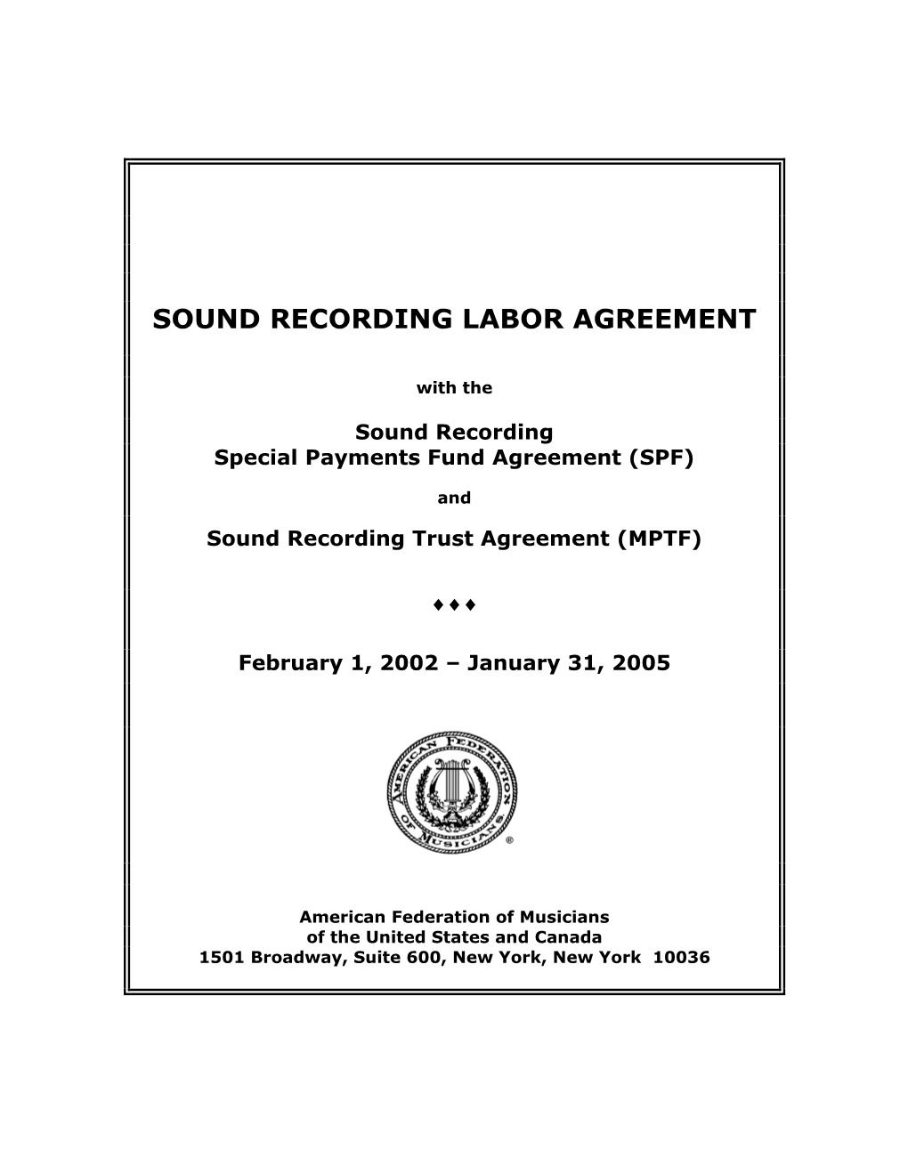 Phonograph Record Labor Agreement 1999-2002