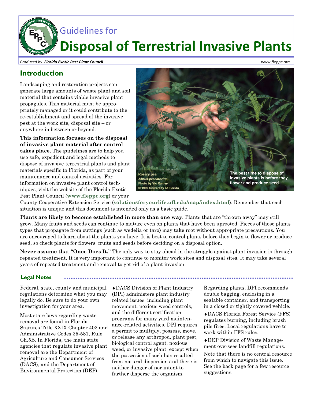 Guidelines for Disposal of Terrestrial Invasive Plants