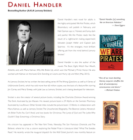 Daniel Handler Bestselling Author (A.K.A Lemony Snicket)