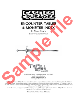 Encounter Tables & Monster Index