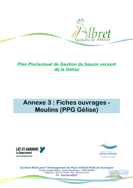 Annexe 3 : Fiches Ouvrages - Moulins (PPG Gélise)