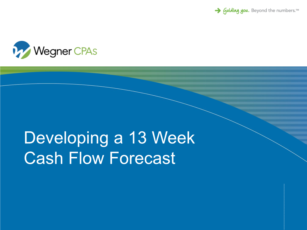 Developing a 13 Week Cash Flow Forecast Presenters